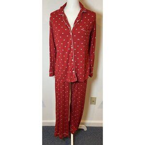 Eberjey 2 Piece Pajama Set Long Sleeve Pants Red Presents Christmas Holiday XS